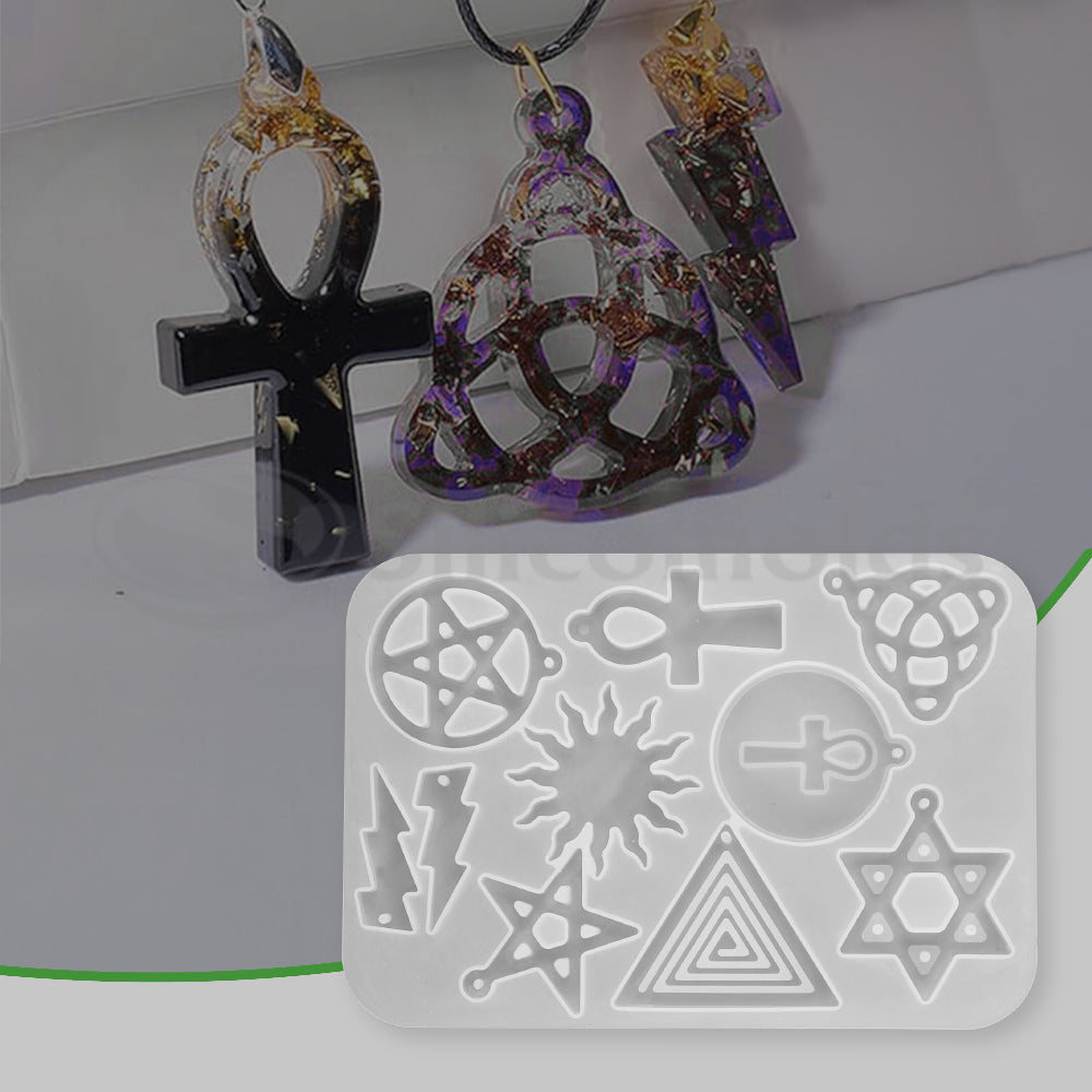 SILICOMOLDS-9 SHAPE PENDANT MOLD-URP-298-RM